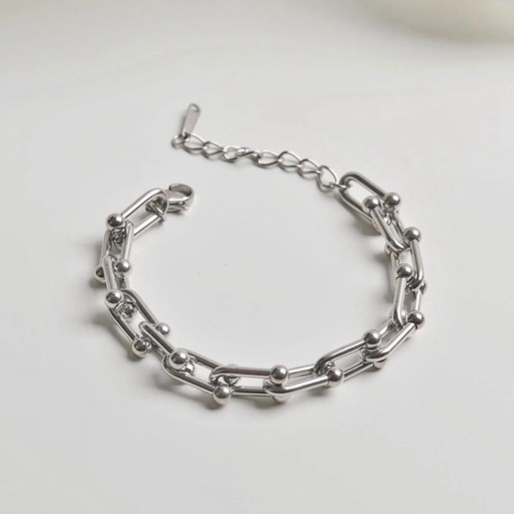 Silver Hardwear Small U Link Bracelet